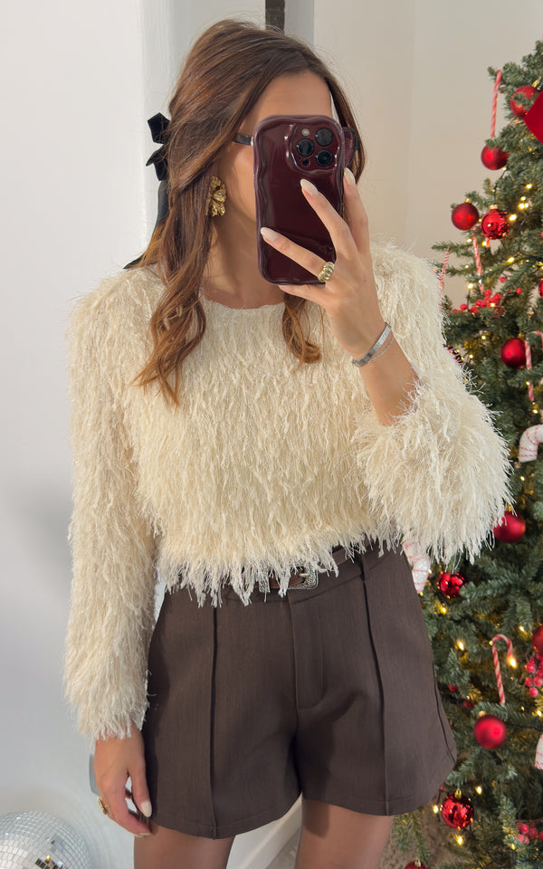 Pull froufrous VELOURS D'ETOILES - blanc