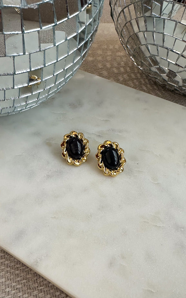 Boucles d'oreilles WINTER SECRET - noir et doré