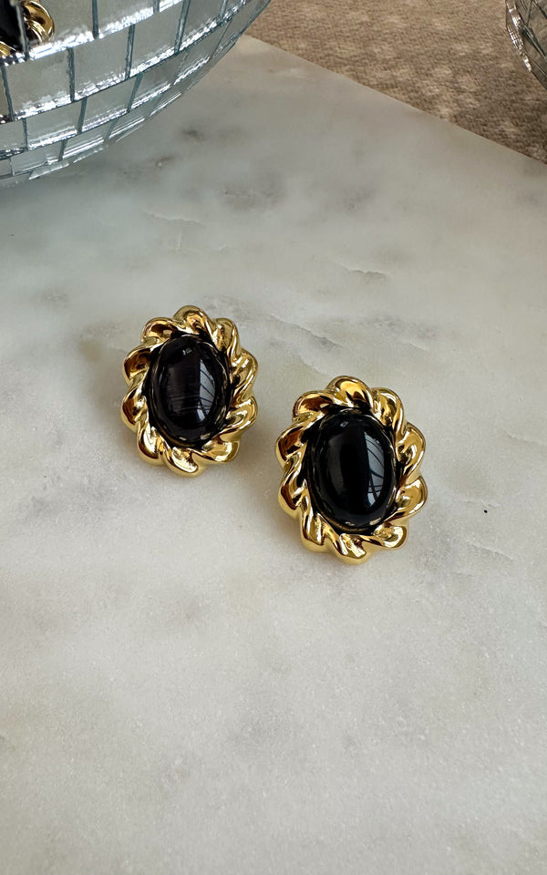 Boucles d'oreilles WINTER SECRET - noir et doré