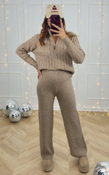 Pantalon maille ALZIRA - taupe