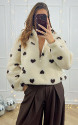 Polaire coeur VAYANA - blanc et chocolat 🇮🇹