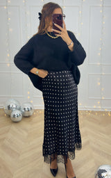 Jupe pois LEONDRA - noir et blanc 🇮🇹