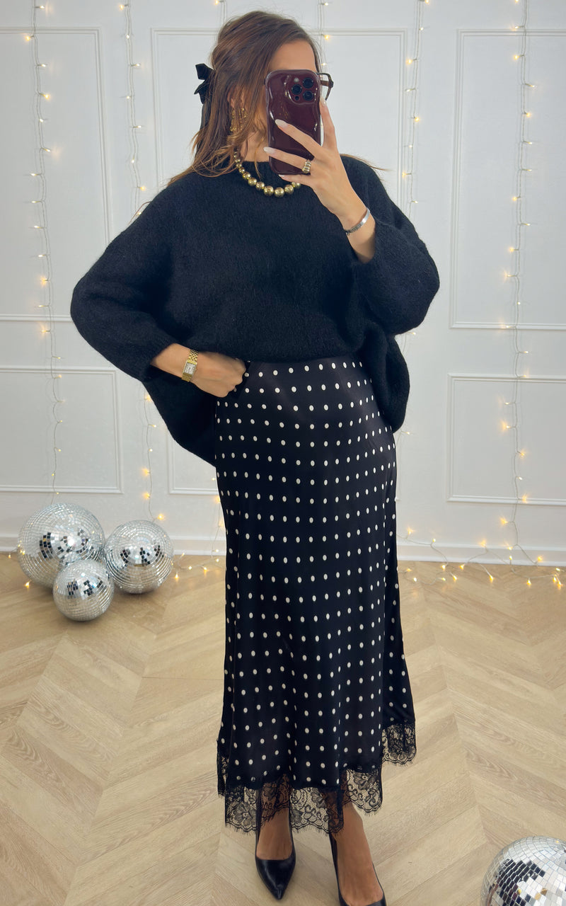 Jupe pois LEONDRA - noir et blanc 🇮🇹