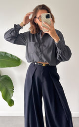 Chemise à carreaux SIXTINE - bleu marine et blanc
