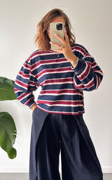 Pull rayé LEADA - bleu, rose et bordeaux