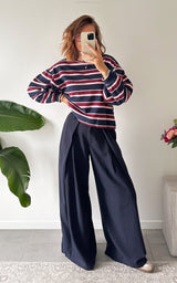 Pull rayé LEADA - bleu, rose et bordeaux