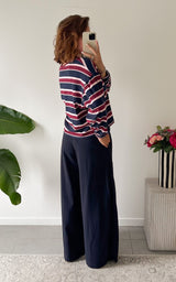 Pull rayé LEADA - bleu, rose et bordeaux