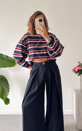 Pull rayé LEADA - bleu, rose et bordeaux