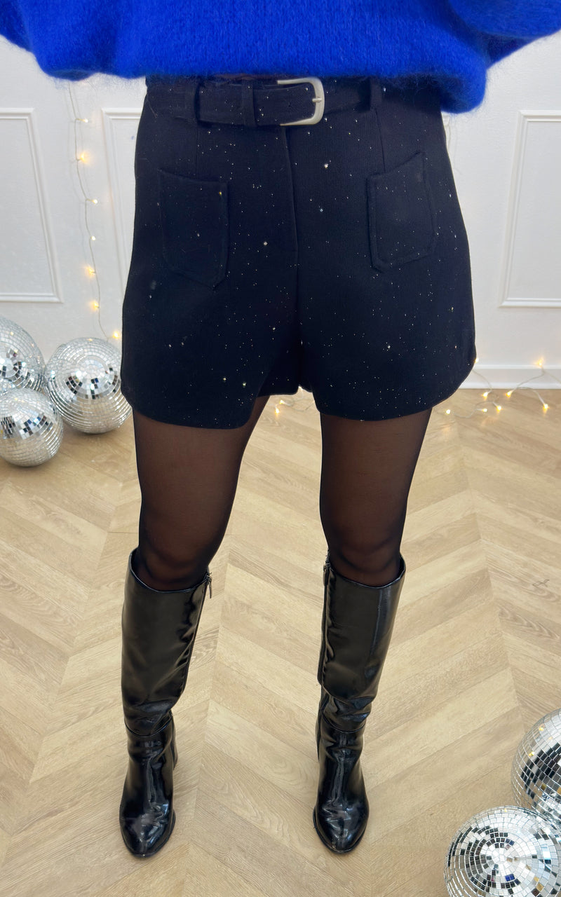 Short paillettes ELYNAE - noir