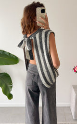 Pull dos nu rayé ALOISA - gris