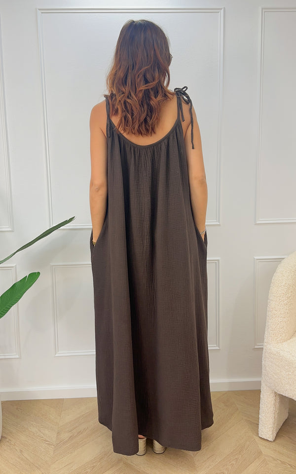 Robe gaze de coton EZIO - chocolat 🇮🇹
