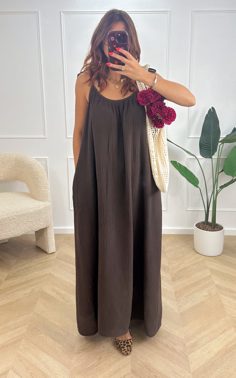 Robe gaze de coton EZIO - chocolat 🇮🇹