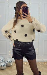 Pull à pois NYSSA - écru et chocolat