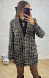 Blazer tweed MAELISANDRE - marron et beige 🇮🇹