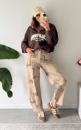 Jeans léopard LUCE - beige et chocolat