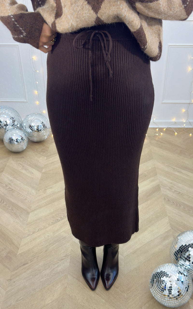 Jupe maille ZENARA - chocolat