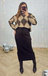 Pull carreaux SOLENEA - chocolat