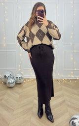 Jupe maille ZENARA - chocolat