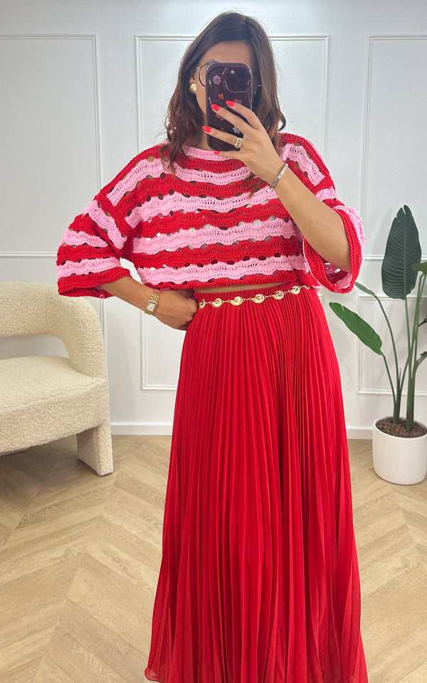 Pull MAELAN - rouge et rose 🇮🇹