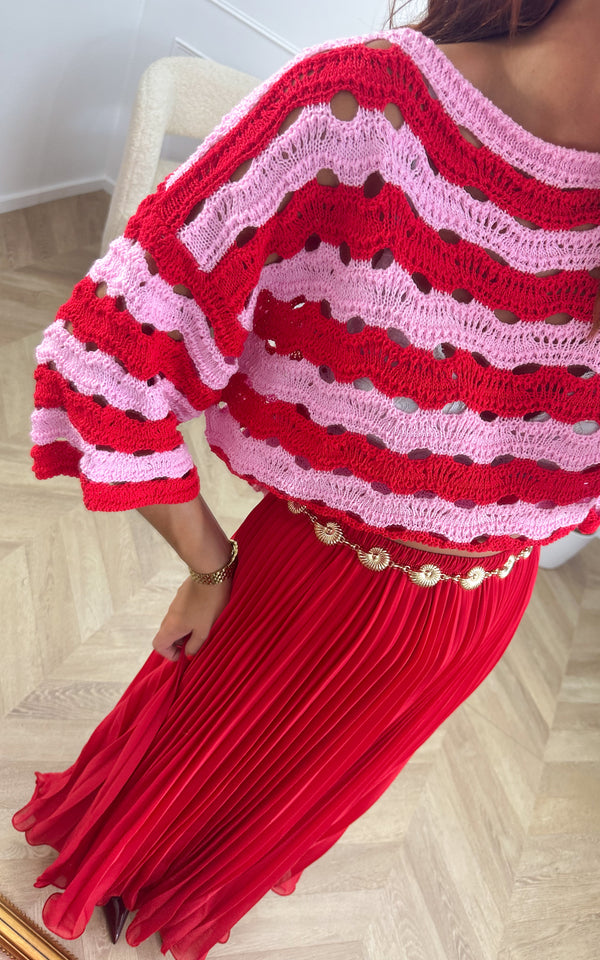Pull MAELAN - rouge et rose 🇮🇹