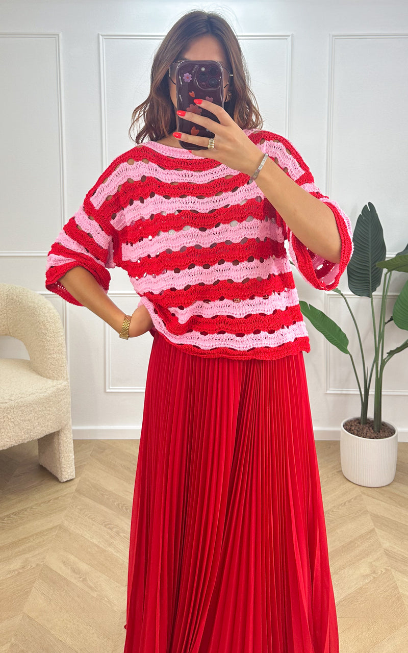 Pull MAELAN - rouge et rose 🇮🇹