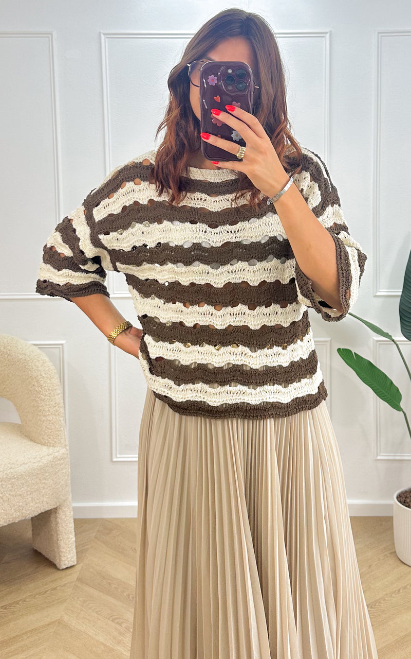 Pull MAELAN - marron et écru 🇮🇹
