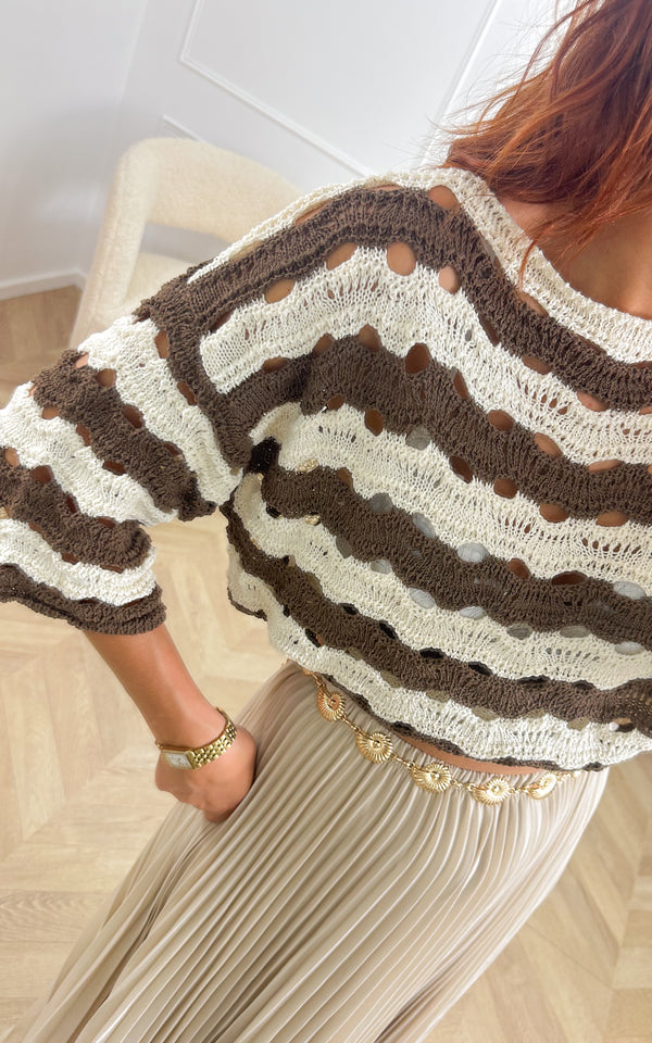 Pull MAELAN - marron et écru 🇮🇹