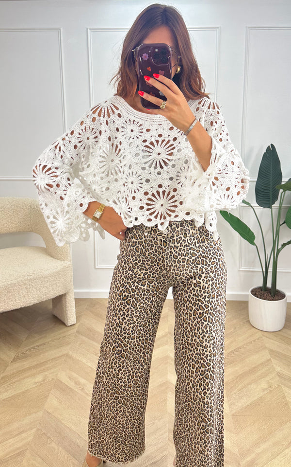 Top crochet TIMAEL - blanc