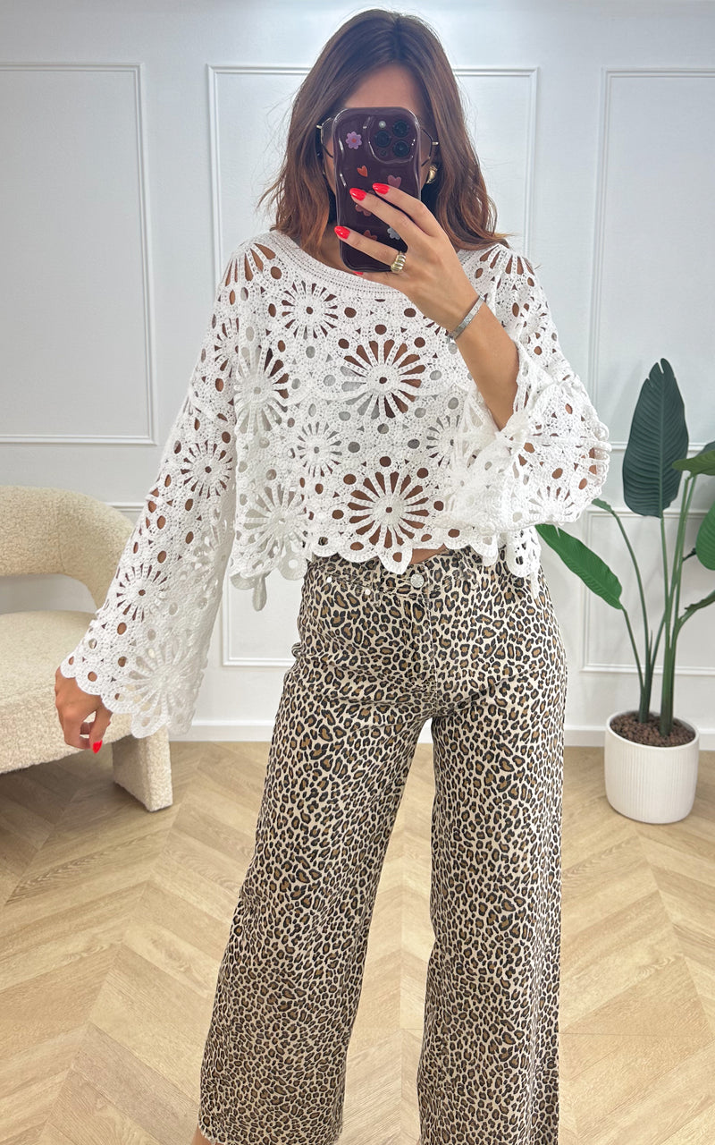 Top crochet TIMAEL - blanc