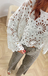 Top crochet TIMAEL - blanc