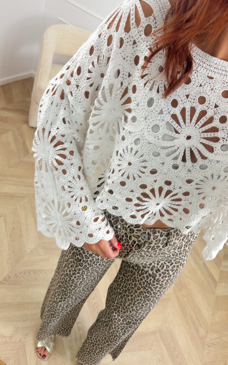 Top crochet TIMAEL - blanc