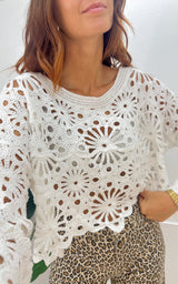Top crochet TIMAEL - blanc