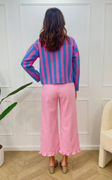 Pull AURELYA - bleu, rose et blanc