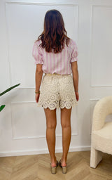 Chemise rayée ZELIE ROSE - rose et blanc