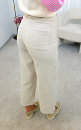 Pantalon coupe culotte velours beige LEONCE 🇮🇹