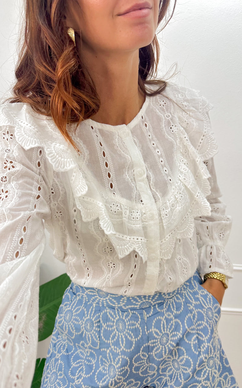 Blouse dentelle NOAME - blanc