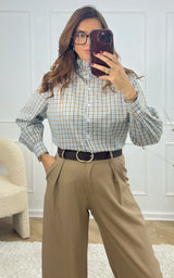 Chemise carreaux ELIOHN - bleu et beige