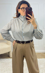Chemise carreaux ELIOHN - bleu et beige