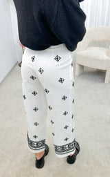 Pantalon lin noir et blanc TULIA