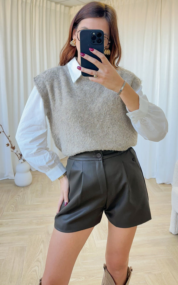 Pull sans manches LAYLOU - taupe