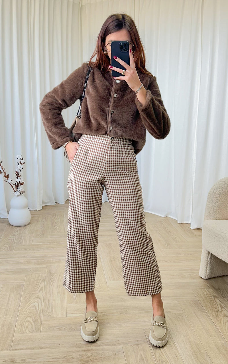 Pantalon carreaux EMY - marron