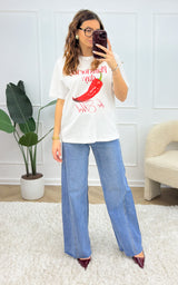 T-shirt piment DAWN - blanc et rouge