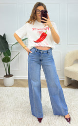 T-shirt piment DAWN - blanc et rouge