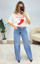 T-shirt piment DAWN - blanc et rouge