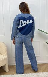 Veste en jeans CLEO - bleu et blanc