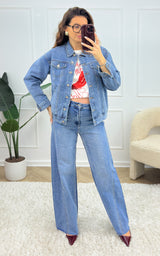 Veste en jeans CLEO - bleu et blanc