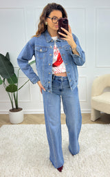 Veste en jeans CLEO - bleu et blanc