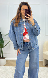 Veste en jeans CLEO - bleu et blanc