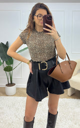 T-shirt léopard SAGE - marron et beige