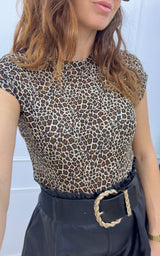 T-shirt léopard SAGE - marron et beige